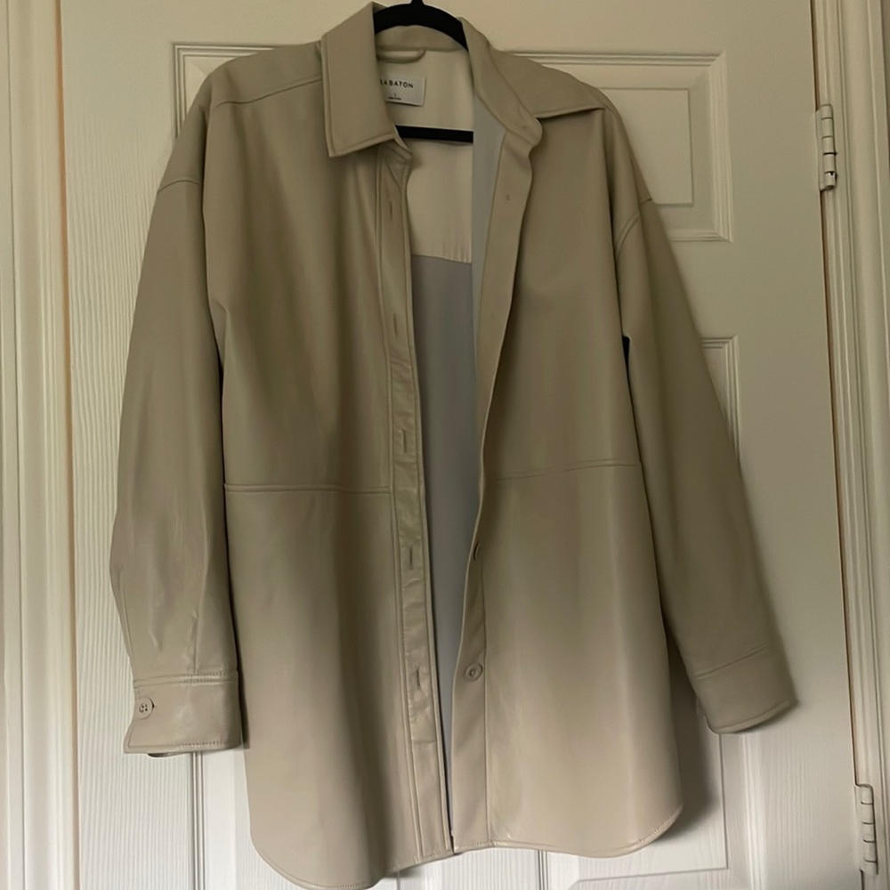 Aritzia Babaton Faux Leather Buttoned Up Shirt